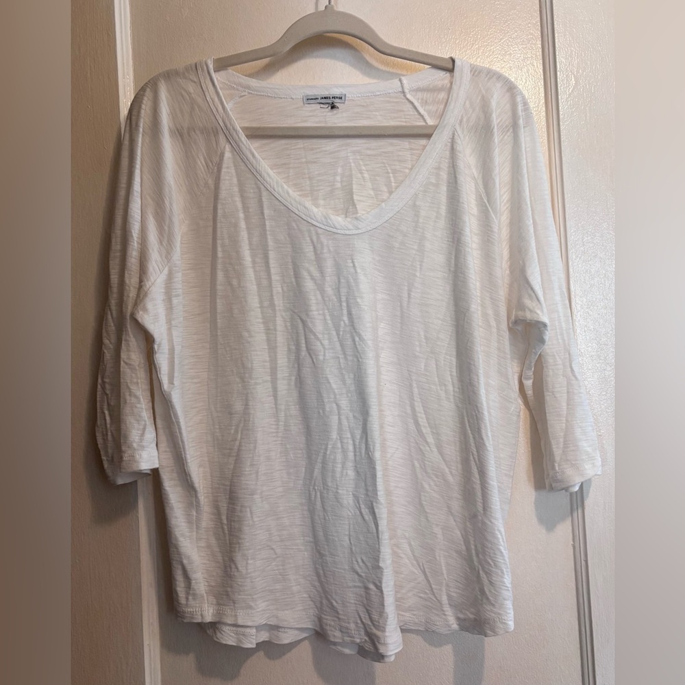 JAMES PERSE - White Raglan Slub 3/4 Sleeve T-Shirt size 3